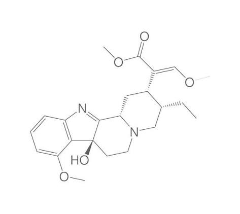 Chemical structure of 7-hydroxymitragynine (7-OH), a naturally occurring indole alkaloid associated with Mitragyna speciosa.
